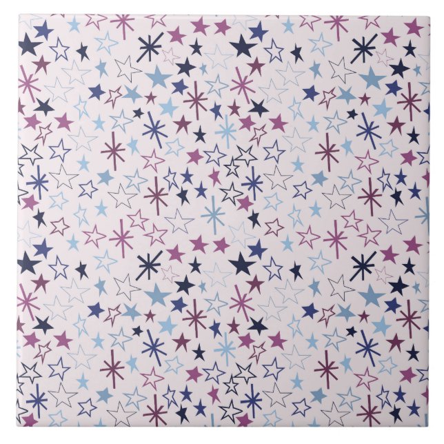 Space Age Stars. Retro, Atomic Era Ceramic Tile (Front)