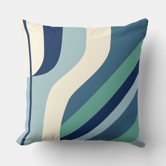 "Space Age Stripe Blues" Cushion (Front)