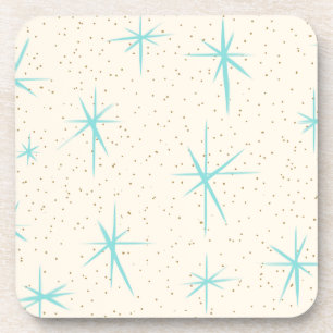 Space Age Turquoise Starburst Hard Plastic Coaster