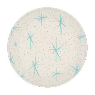 Space Age Turquoise Starbursts Cutting Board