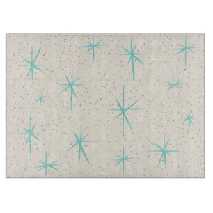 Space Age Turquoise Starbursts Cutting Board