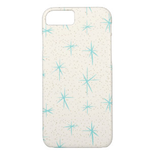 Space Age Turquoise Starbursts iPhone Case