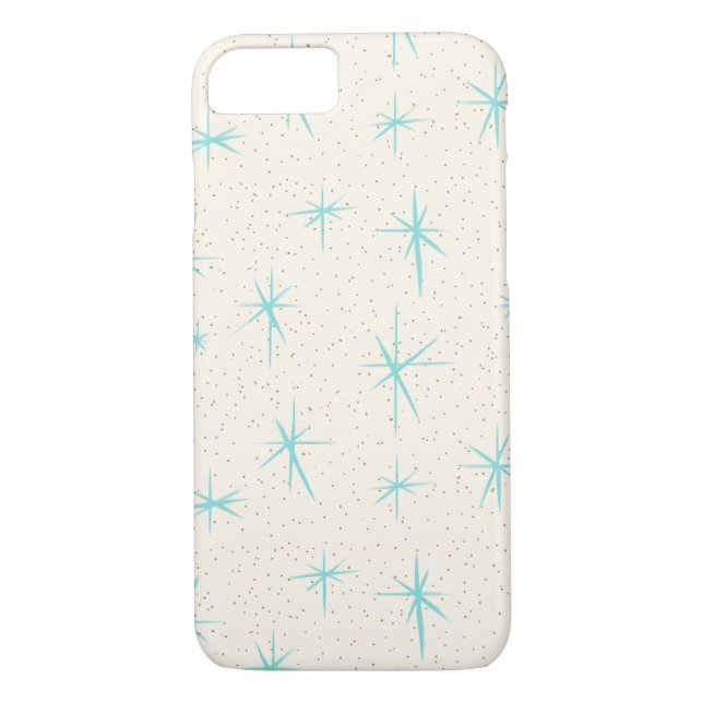 Space Age Turquoise Starbursts iPhone Case (Back)