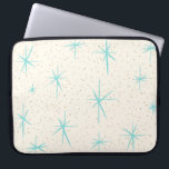 Space Age Turquoise Starbursts Laptop Sleeve<br><div class="desc">This Space Age Turquoise Starbursts Laptop Sleeve pattern features blue starbursts on a creamy background with gold coloured speckles. Inspired by a classic mid century modern dish pattern, this design has an authentic vintage flair. The retro kitschy goodness will make you feel like you’ve stumbled across a flea market treasure....</div>