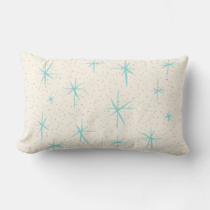 Space Age Turquoise Starbursts Lumbar Pillow