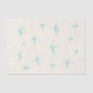 Space Age Turquoise Starbursts Tissue Paper