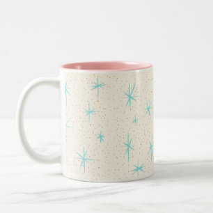 Space Age Turquoise Starbursts Two Tone Mug