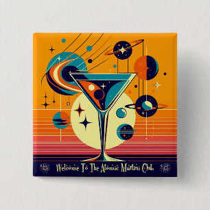 Space Age Welcome To The Atomic Martini Club 15 Cm Square Badge