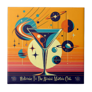 Space Age Welcome To The Atomic Martini Club Ceramic Tile