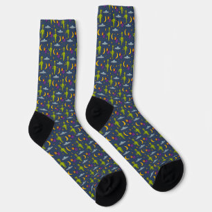 Space Aiens and Flying Saucers Sci-Fi Themed Socks