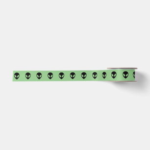 Space Alien 1.5 Inch Green Ribbon Satin Ribbon