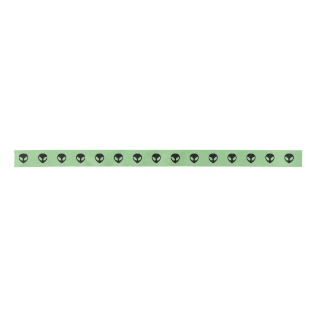 Space Alien 1.5 Inch Green Ribbon Satin Ribbon (Front)