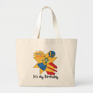 Space Alien 1st Birthday Tshirts and Gifts Large Tote Bag