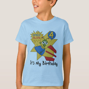 Space Alien 4th Birthday T-shirts and Gifts