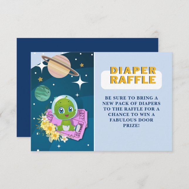 Space Alien Baby Shower Diaper Raffle Enclosure Card (Front/Back)