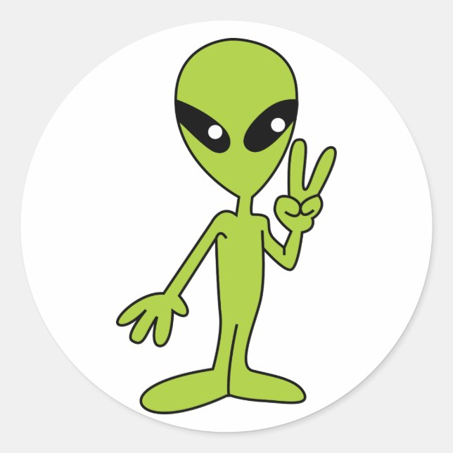 Space Alien Classic Round Sticker (Front)