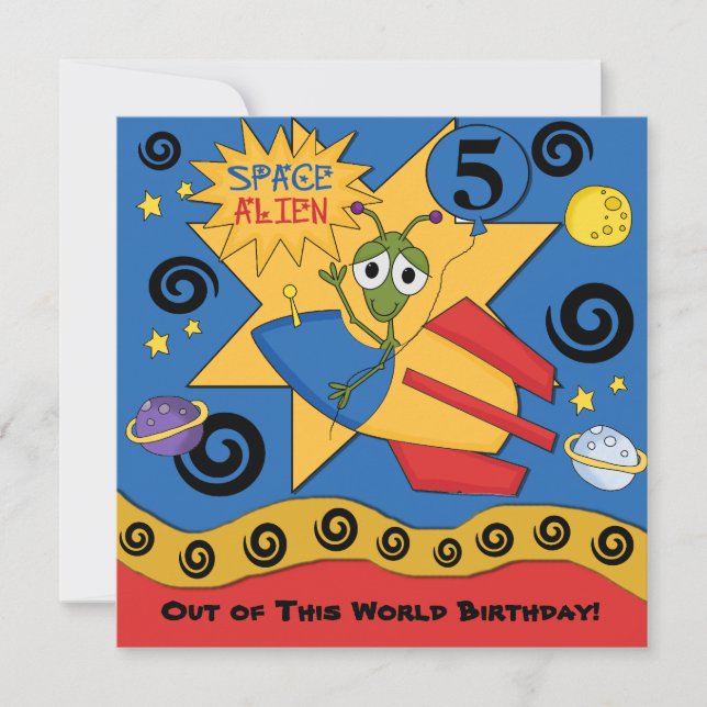Space Alien Customised  Birthday Invitations (Front)