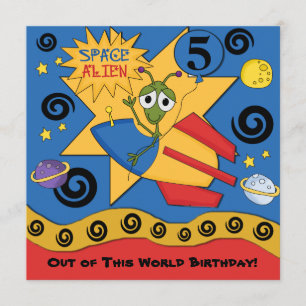 Space Alien Customised Birthday Invitations