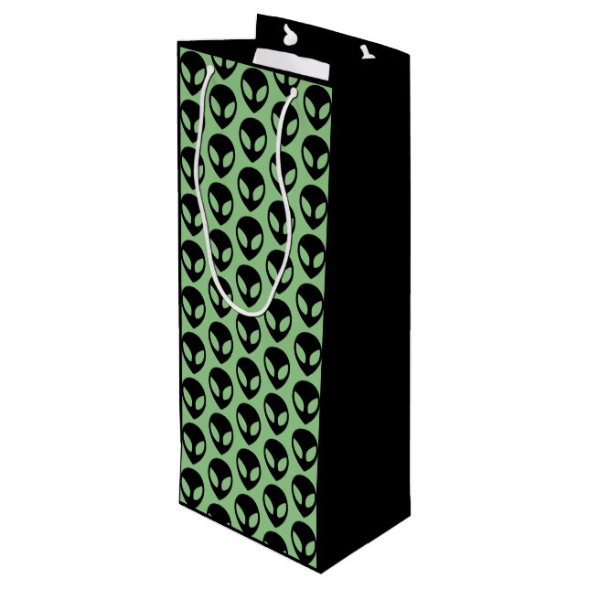 Space Alien Extraterrestrial Wine Gift Bag (Back Angled)
