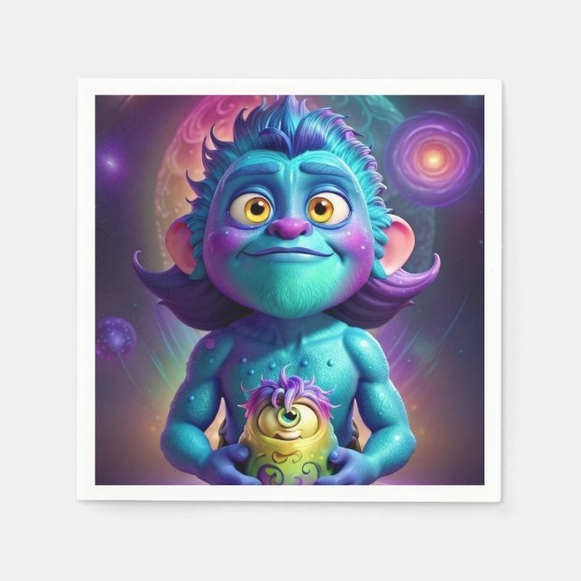 Space Alien & Friend  Napkin (Front)