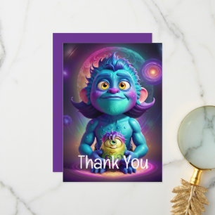 Space Alien & Friend  Thank You Card