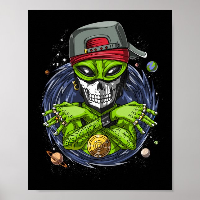 Space Alien Gangstа UFO Extraterrestrials Rapper Poster (Front)