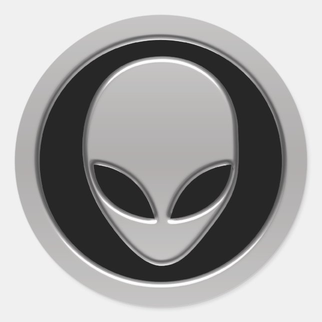 Space Alien Head Classic Round Sticker (Front)