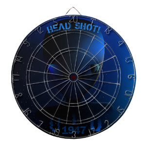 Space alien "HEAD SHOT!" Dartboard
