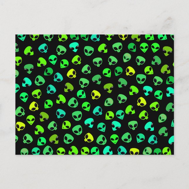 Space Alien Heads Collage Postcard (Front)