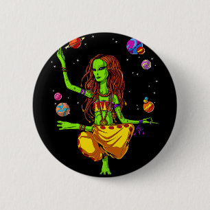 Space Alien Hippie Yoga Zen Meditation Psychedelic 6 Cm Round Badge