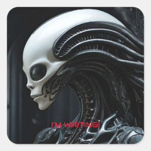 Space Alien Profile Square Sticker