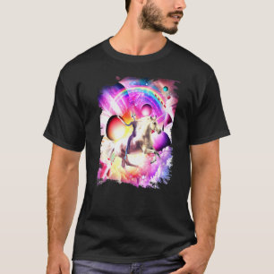 Space Alien Riding Unicorn Milkshake Rainbow T-Shirt