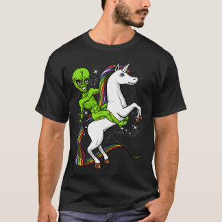 Space Alien Riding Unicorn T-Shirt
