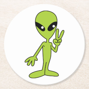 Space Alien Round Paper Coaster