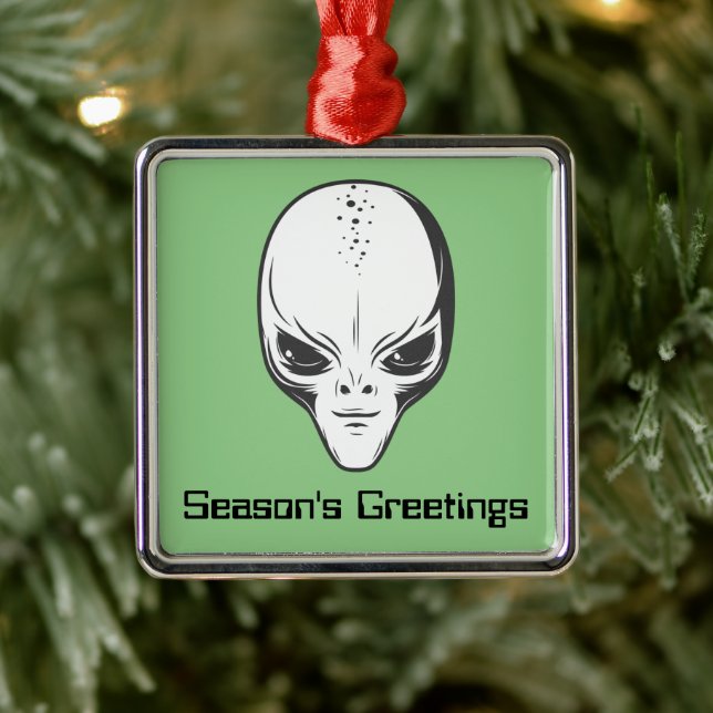 Space Alien Sci Fi Ufologist Metal Ornament (Tree)