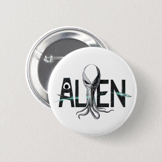Space Alien Text Button (Front & Back)