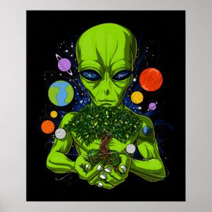Space Alien Tree Of Life UFO Extraterrestrials Poster