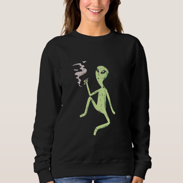 Space Alien Tuxedo Weed Joint Pot Smoker Sweatshirt (Front)
