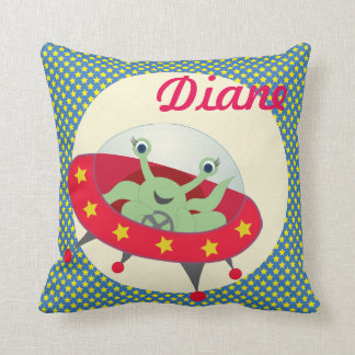 Space alien ufo pillow, personalise with name cushion