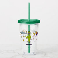 Space Alien with Flying Saucer Personalised