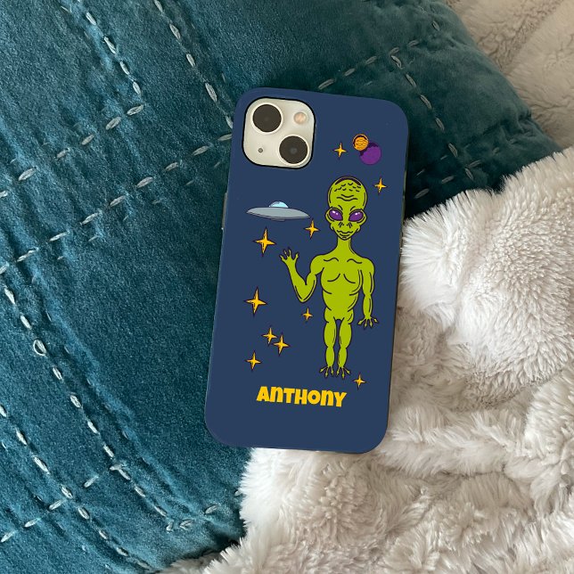 Space Alien with Flying Saucer Personalised Case-Mate iPhone Case (Creator Uploaded)