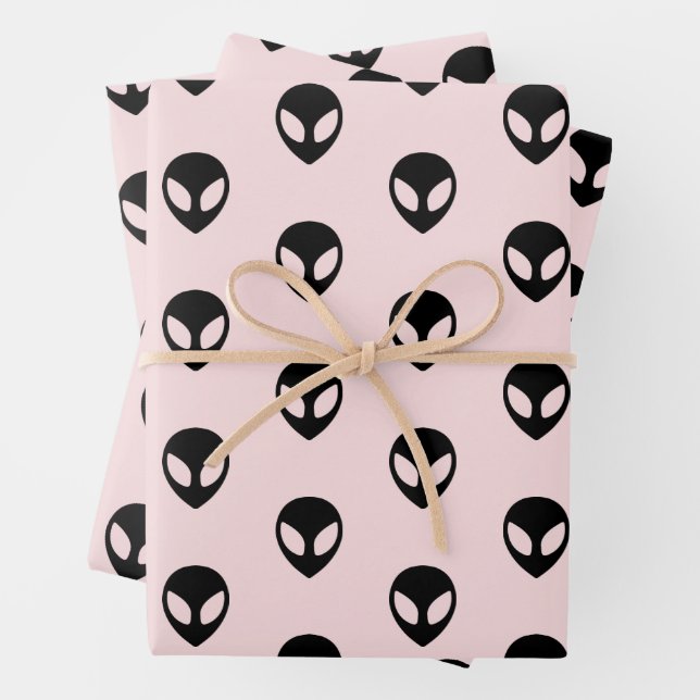 Space Alien Wrapping Paper Flat Sheet Set of 3 (In situ)