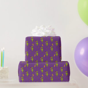 Space Aliens with Planet Balloons Birthday Wrapping Paper