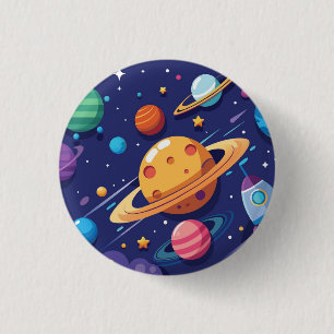 Space and planet theme 3 cm round badge