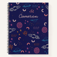 Space and Planets Doodle in Blue Personalised