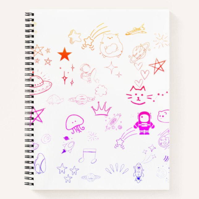 Space and Planets Doodle    Personalised Notebook (Front)