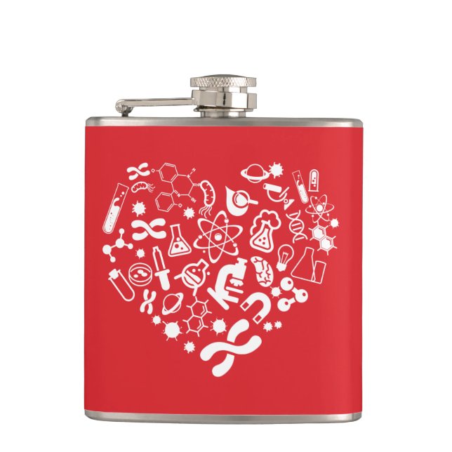 Space And Science Heart Hip Flask (Front)
