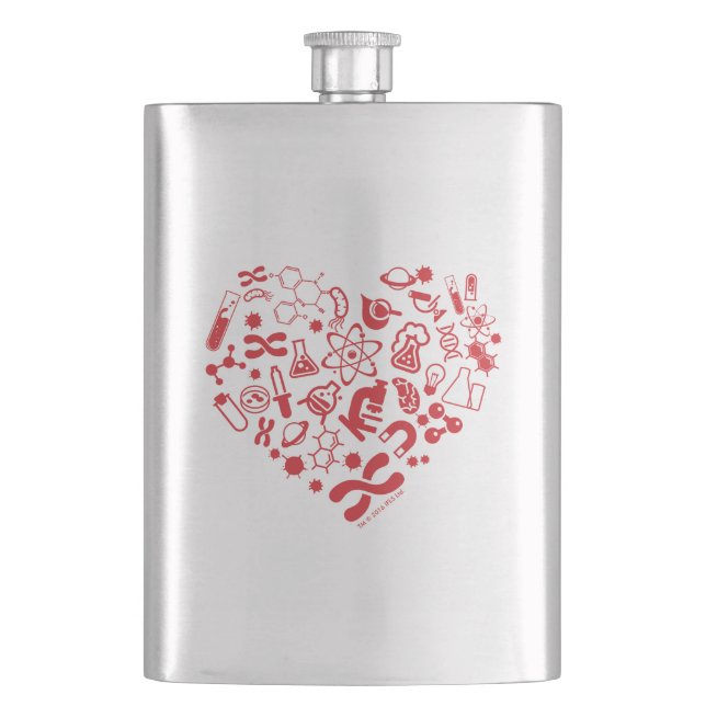 Space And Science Heart Hip Flask (Front)