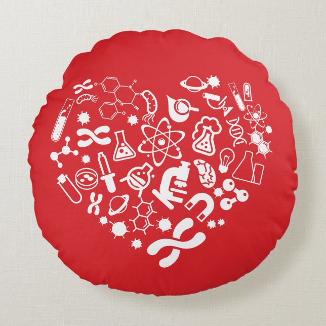 Space And Science Heart Round Cushion (Front)