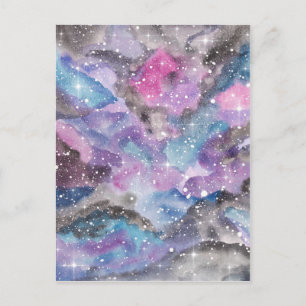 Space Art Watercolor Galaxy Postcard